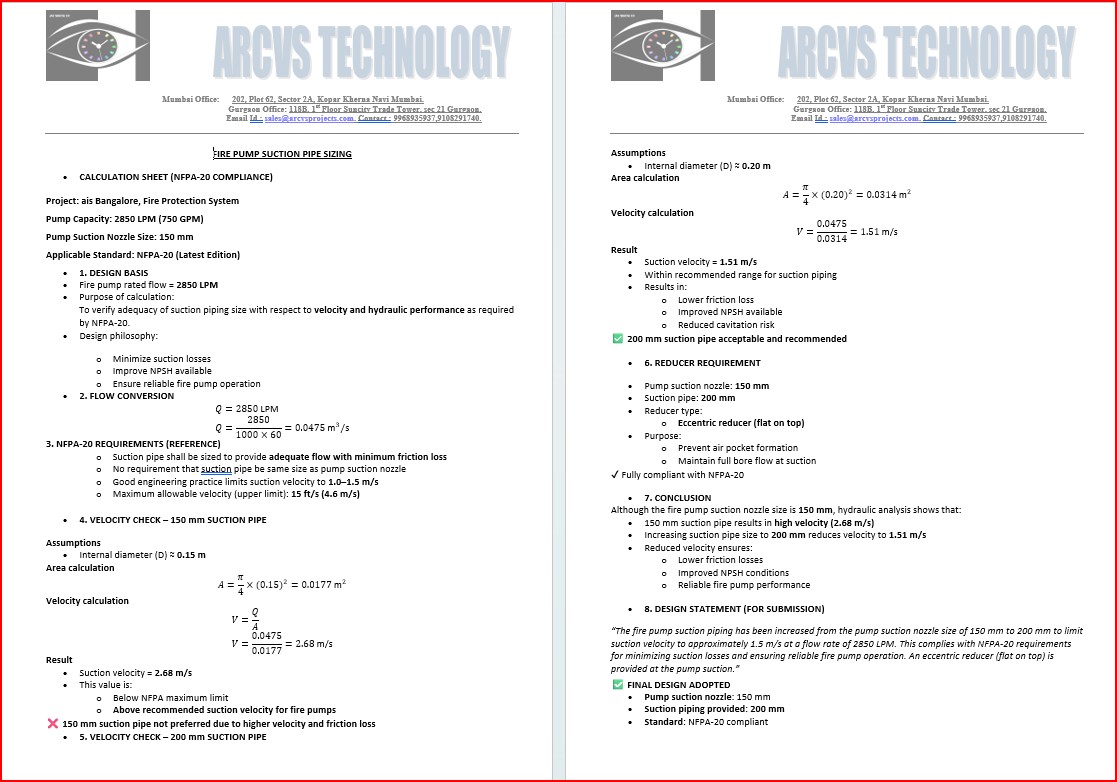 Pump Suction Calculation
